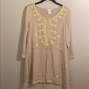 Tan and neon yellow Esley dress